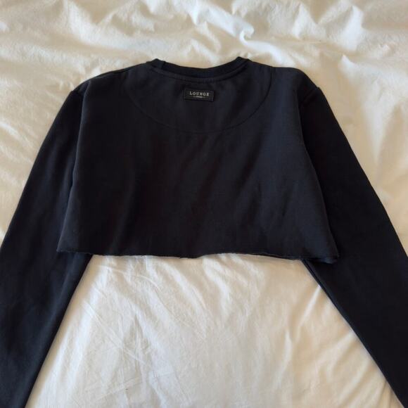 NWT Lounge Apparel Black Cropped Sweatshirt Size M - Picture 5 of 6